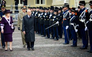 Koningin Beatrix ontvangt de Italiaanse president Giorgio Napolitano bij paleis Noordeinde